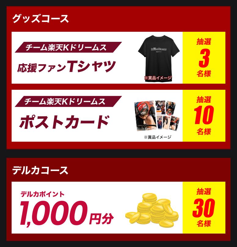新デザインチーム応援Tシャツが当たる！チーム楽天Kドリームス選手を