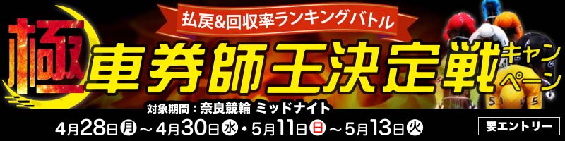 【2025年度第1回】払戻&回収率ランキングバトル 極・車券師王決定戦キャンペーン！_楽天競輪_Kドリームス